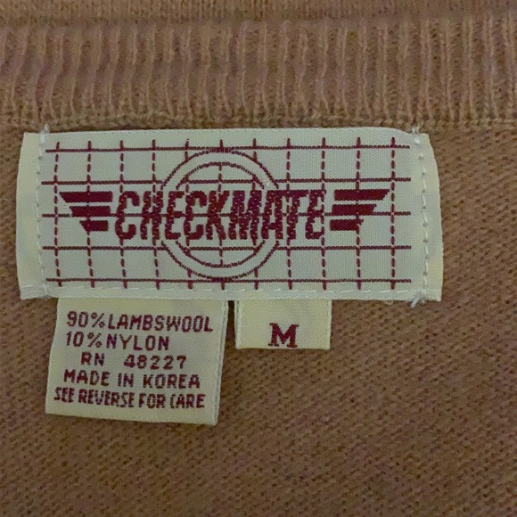 SOLD Vintage Checkmate V Neck Sleeveless Argyle Preppy Sweater Sz M - Picture 4 of 4